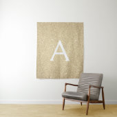 Gouden Sparkle Glitter Monogram Tapestry Wandkleed (In situ)