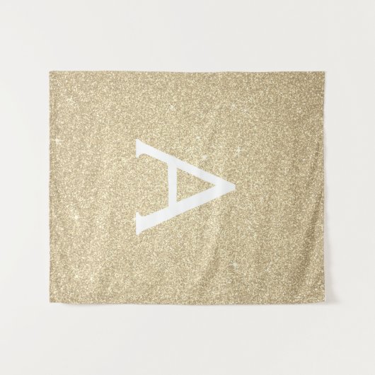 Gouden Sparkle Glitter Monogram Tapestry Wandkleed (Voorkant (horizontaal))