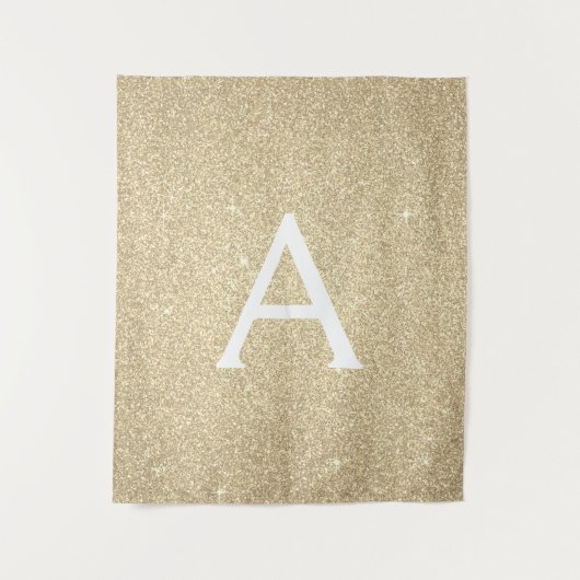 Gouden Sparkle Glitter Monogram Tapestry Wandkleed (Voorkant)