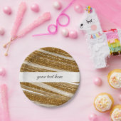 Gouden Sparkle Glitter & Witte Chic Party Borden Papieren Bordje (Feest)