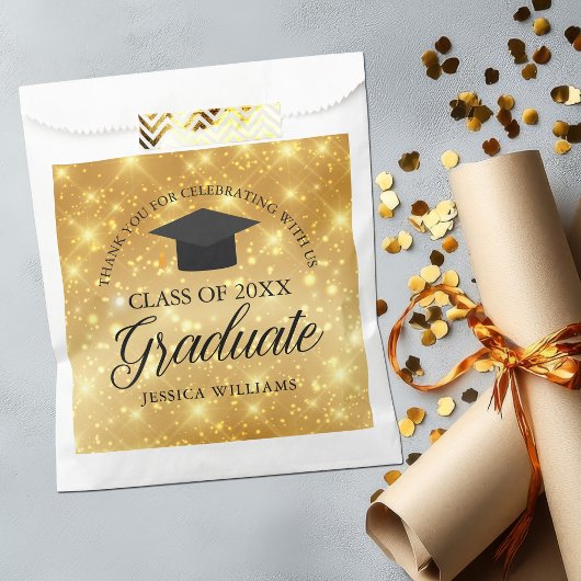 Gouden Sparkle Graduation Party Chique Custom Bedankzakje