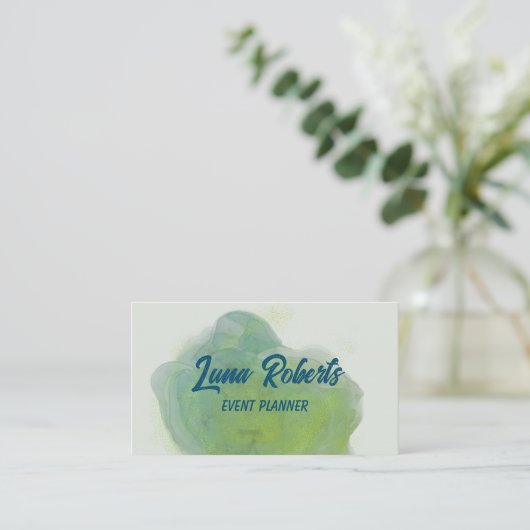 Gouden Sparkle Groene Alcoholinkt Visitekaartje (Staand voorkant)