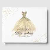 Gouden Sparkle Jurk Quinceanera Gastenboek (Voorkant)