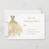 Gouden Sparkle Jurk Quinceanera RSVP (Voorkant)