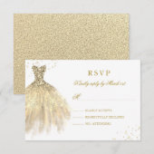 Gouden Sparkle Jurk Quinceanera RSVP (Voorkant / Achterkant)