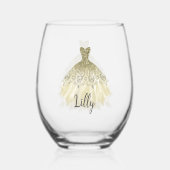 Gouden Sparkle jurk voor een bruidsmeisje Wijnglas Zonder Voet (Voorkant)