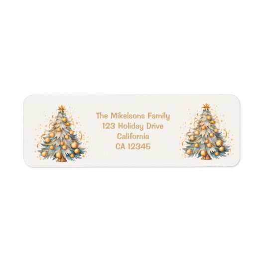 Gouden Sparkle Kerstboom Glow Etiket (Voorkant)