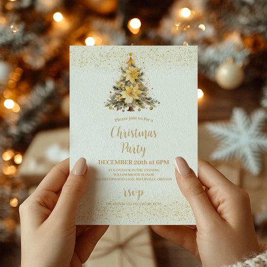 Gouden Sparkle Kerstboom Glow Feestdagenkaart