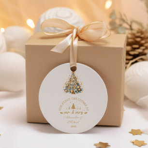 Gouden Sparkle Kerstboom Glow Ronde Sticker