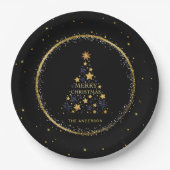 Gouden Sparkle Kerstboom Vakantie Papieren Bordje (Voorkant)