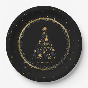 Gouden Sparkle Kerstboom Vakantie Papieren Bordje