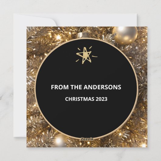 Gouden Sparkle Kerstmis Feestdagenkaart (Achterkant)