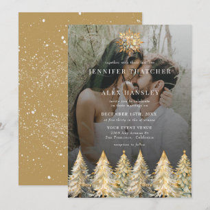 Gouden Sparkle Kerstmis Uitnodiging voor de bruilo