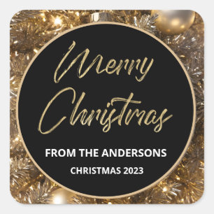 Gouden Sparkle Kerstmis Vierkante Sticker