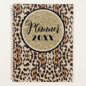 Gouden Sparkle Leopard Print Planner (Voorkant)