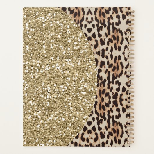 Gouden Sparkle Leopard Print Planner (Achterkant)