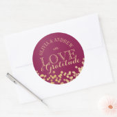Gouden Sparkle Licht Liefde en Dankbaarheid Ronde Sticker (Envelop)