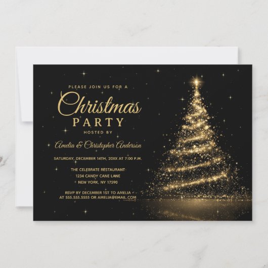 Gouden Sparkle Light Tree kerstfeest Kaart (Voorkant)