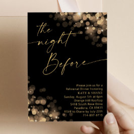 Gouden Sparkle Lights en Zwart Repetitie Diner Kaart