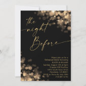 Gouden Sparkle Lights en Zwart Repetitie Diner Kaart (Voorkant)