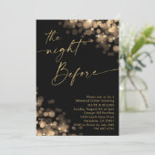 Gouden Sparkle Lights en Zwart Repetitie Diner Kaart (Staand voorkant)