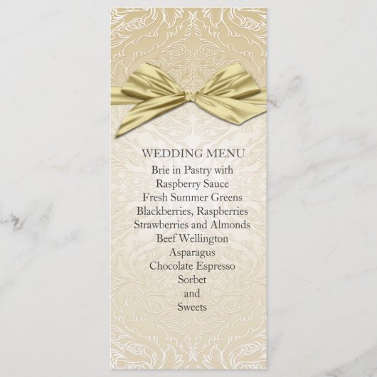 Gouden Sparkle Lint Damask Bruiloft Menu (Voorkant)