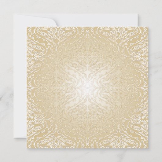 Gouden Sparkle Lint Damask Bruiloft Uitnodigen Kaart (Achterkant)
