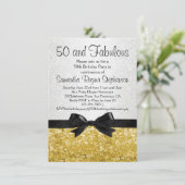 Gouden Sparkle-look Bow 50ste verjaardagsfeestje Kaart (Staand voorkant)
