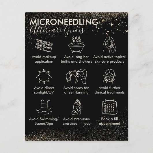 Gouden Sparkle Microneedling nazorg Budget Flyer (Achterkant)