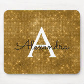 Gouden Sparkle Moderne Monogram Naam Mousepad Muismat (Voorkant)