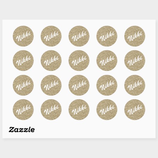 Gouden Sparkle Naam Sticker (Vel)