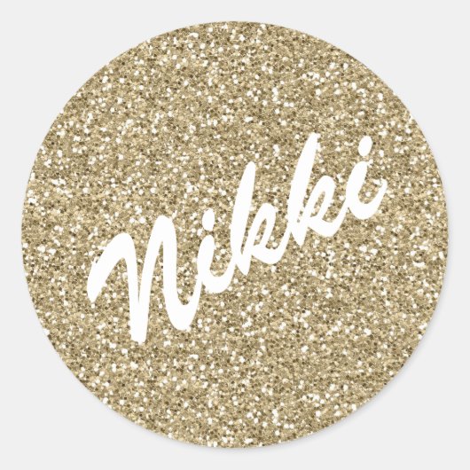 Gouden Sparkle Naam Sticker (Voorkant)