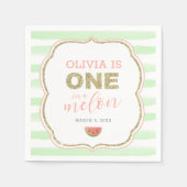 Gouden Sparkle One in a Melon 1st Birthday Napkin Servet (Voorkant)