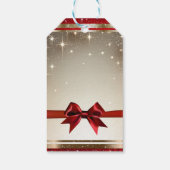 Gouden Sparkle rode boog chique elegante feestdag Cadeaulabel (Achterkant)