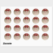 Gouden Sparkle Rode Bow Elegante Glam Holiday Favo Ronde Sticker (Vel)