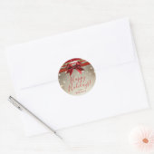Gouden Sparkle Rode Bow Elegante Glam Holiday Favo Ronde Sticker (Envelop)