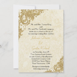  Gouden Sparkle Rosettes op Cream Weddings Kaart