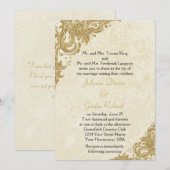  Gouden Sparkle Rosettes op Cream Weddings Kaart (Voorkant / Achterkant)
