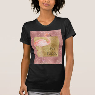 Gouden Sparkle Roze Flamingo T-shirt