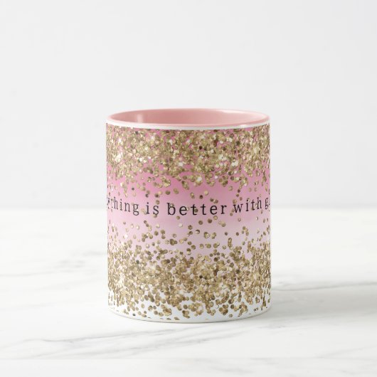 Gouden Sparkle Roze Ombre Glitter Quote Mok (Midden)