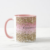 Gouden Sparkle Roze Ombre Glitter Quote Mok (Links)