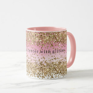 Gouden Sparkle Roze Ombre Glitter Quote Mok