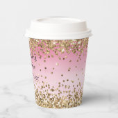 Gouden Sparkle Roze Ombre Glitter quote Papieren Bekers (Links)