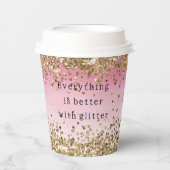 Gouden Sparkle Roze Ombre Glitter quote Papieren Bekers (Voorkant)