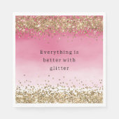 Gouden Sparkle Roze Ombre Glitter Quote Servet (Voorkant)