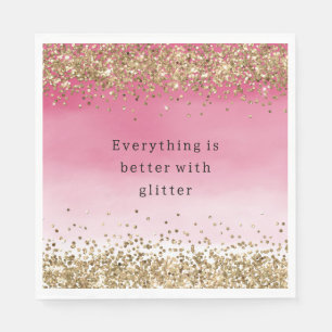 Gouden Sparkle Roze Ombre Glitter Quote Servet