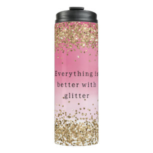 Gouden Sparkle Roze Ombre Glitter Quote Thermosbeker