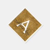 Gouden Sparkle & Shimmer Monogram Initiaal Verjaar Servet (Hoek)