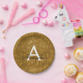 Gouden Sparkle & Shimmer Monogram Verjaardag Papieren Bordje (Feest)
