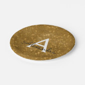 Gouden Sparkle & Shimmer Monogram Verjaardag Papieren Bordje (Gekanteld)
